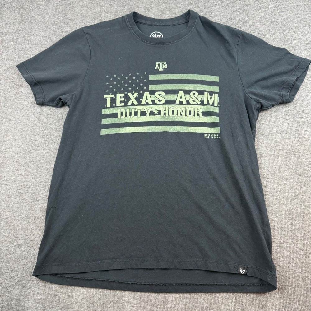 '47 Brand Texas A&M T-Shirt Men's Small Black Operation Hat Trick Military Flag